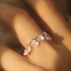 Anthropologie Elegant Silver Teardrop Adjustable Ring